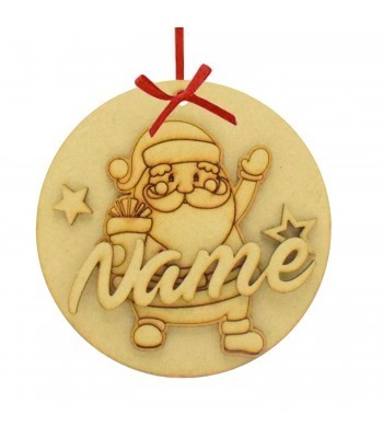 Laser Cut Personalised Christmas 3D Hanging Bauble - Santa Design